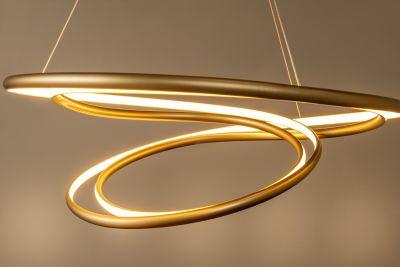 Lucide SARDANA - Pendant light - Ø 80 cm - LED Dim. - 1x74W 2700K - Matt Gold / Brass - Premium